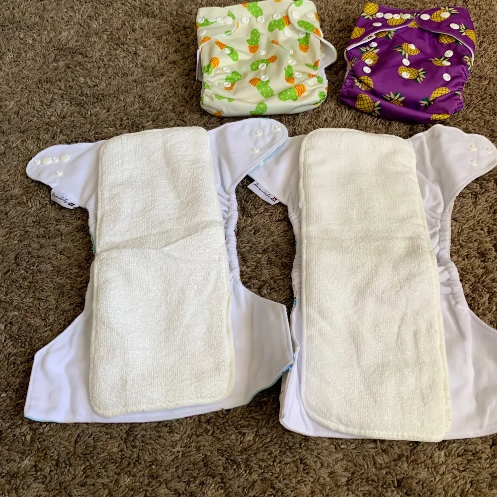 Annababy Cloth Diaper Lot Pocket w/ Inserts Cactus Pineapple Donut Dragonfly